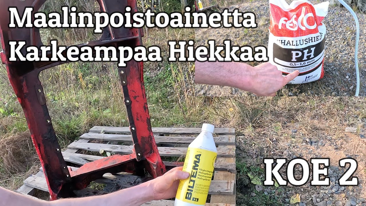 Vesihiekkapuhallusta - Koe 2; Karkeampaa hiekkaa ja kemikaalia avuksi