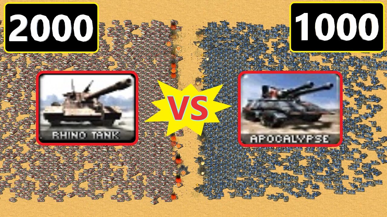 2000 Rhino vs 1000 Apocalypse - Same Cost - Red Alert 2