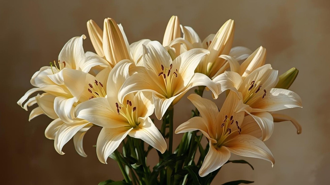 Moody Cream Lily Still Life Vintage Painting | Frame TV Art | 2-Hour Screensaver