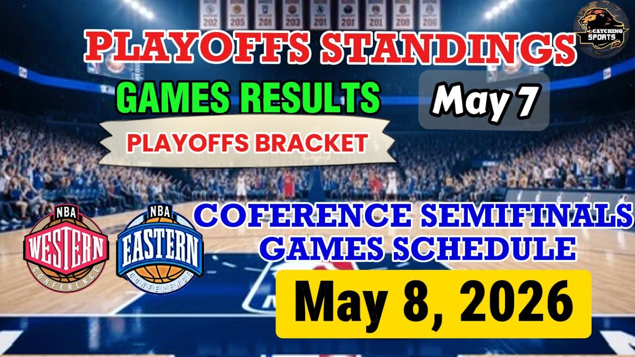 NBA STANDINGS PLAYOFFS May 7 | NBA GAMES SCHEDULE May 8, 2026 | NBA PLAYOFFS BRACKET 2026
