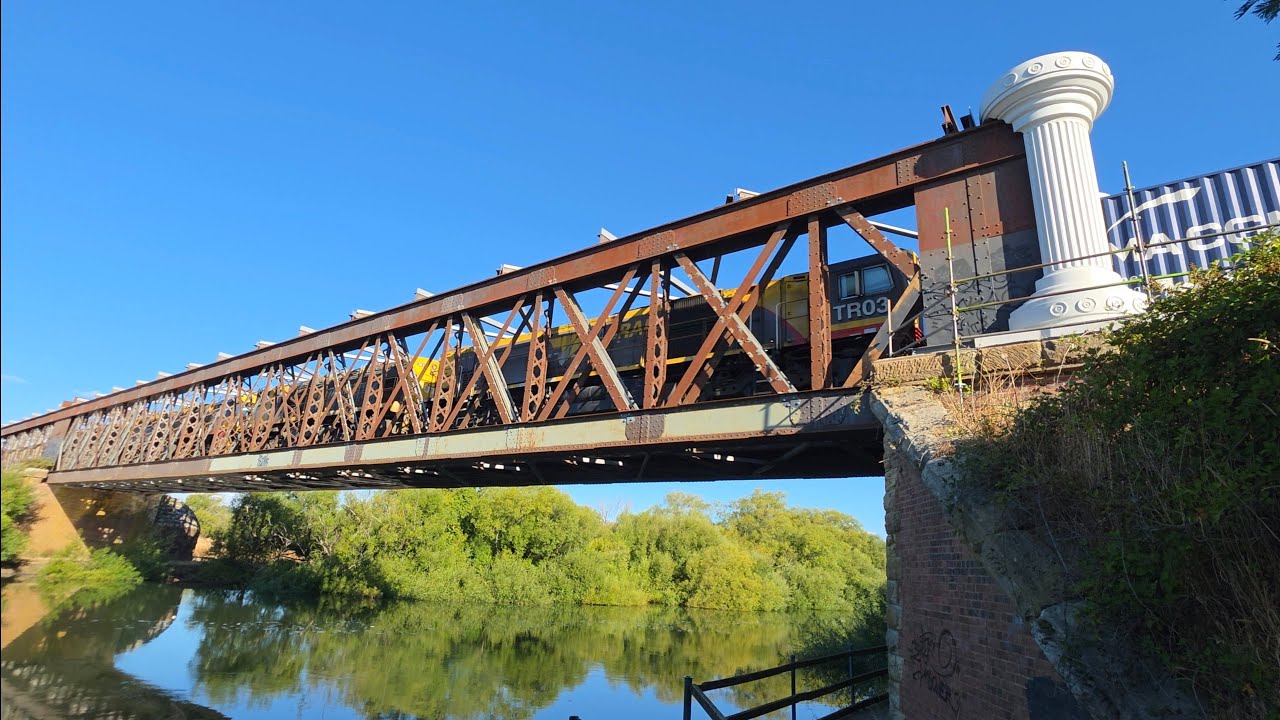 TasRail TR16 TR15 2010 TR03 #31 train - First train to pass over the Longford Bridge with Pilions