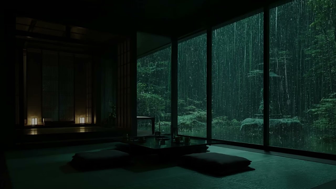 Gentle Rain in a Dark Bedroom (No Ads) | Cozy Night Ambience for Deep Sleep & Relaxation 🌙🌧️