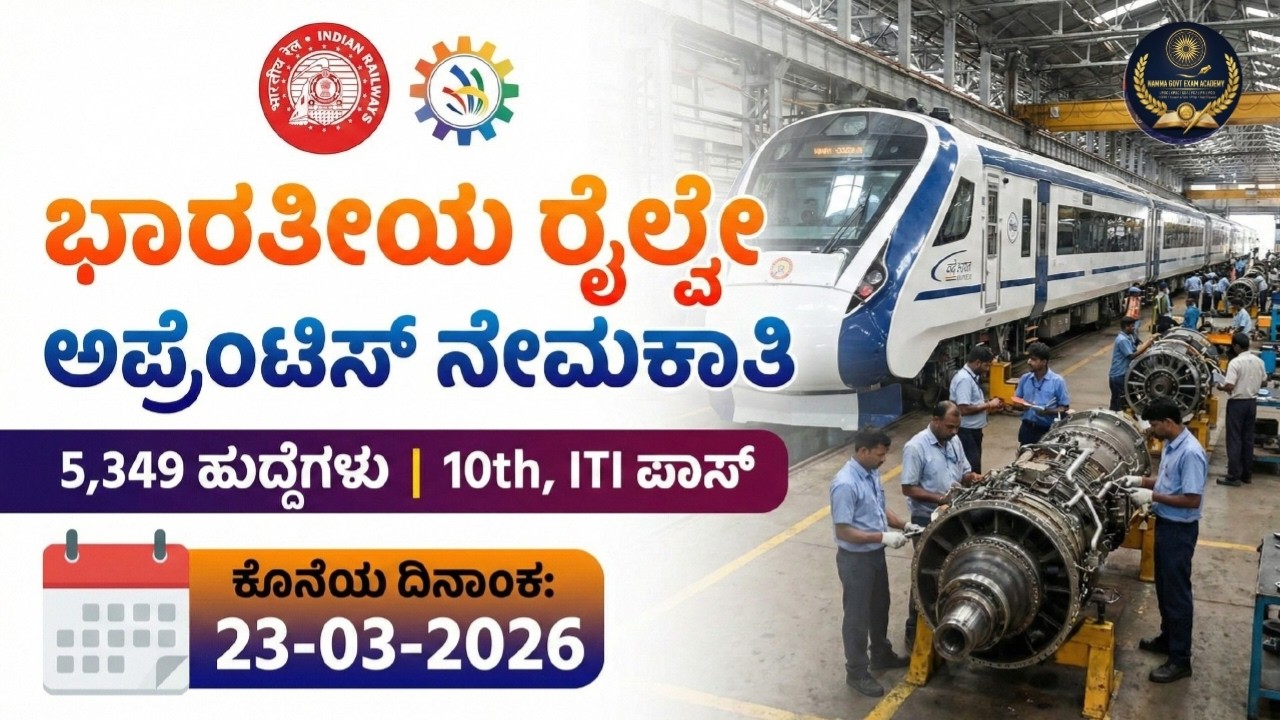 Indian Railway Apprentice Recruitment 2026| 5,349Vacancies |10th, ITI Pass | Last Date 23 March 2026