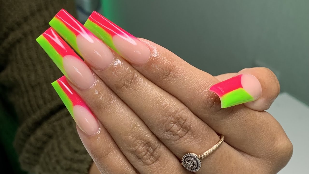 Tapered Square Vertical French Acrylic Nail