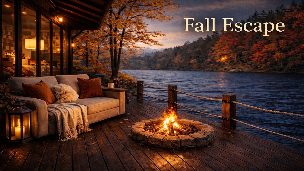 Cozy Fall Lake House Ambience 🍂 Smooth Jazz Music | Study, Sleep & Relax