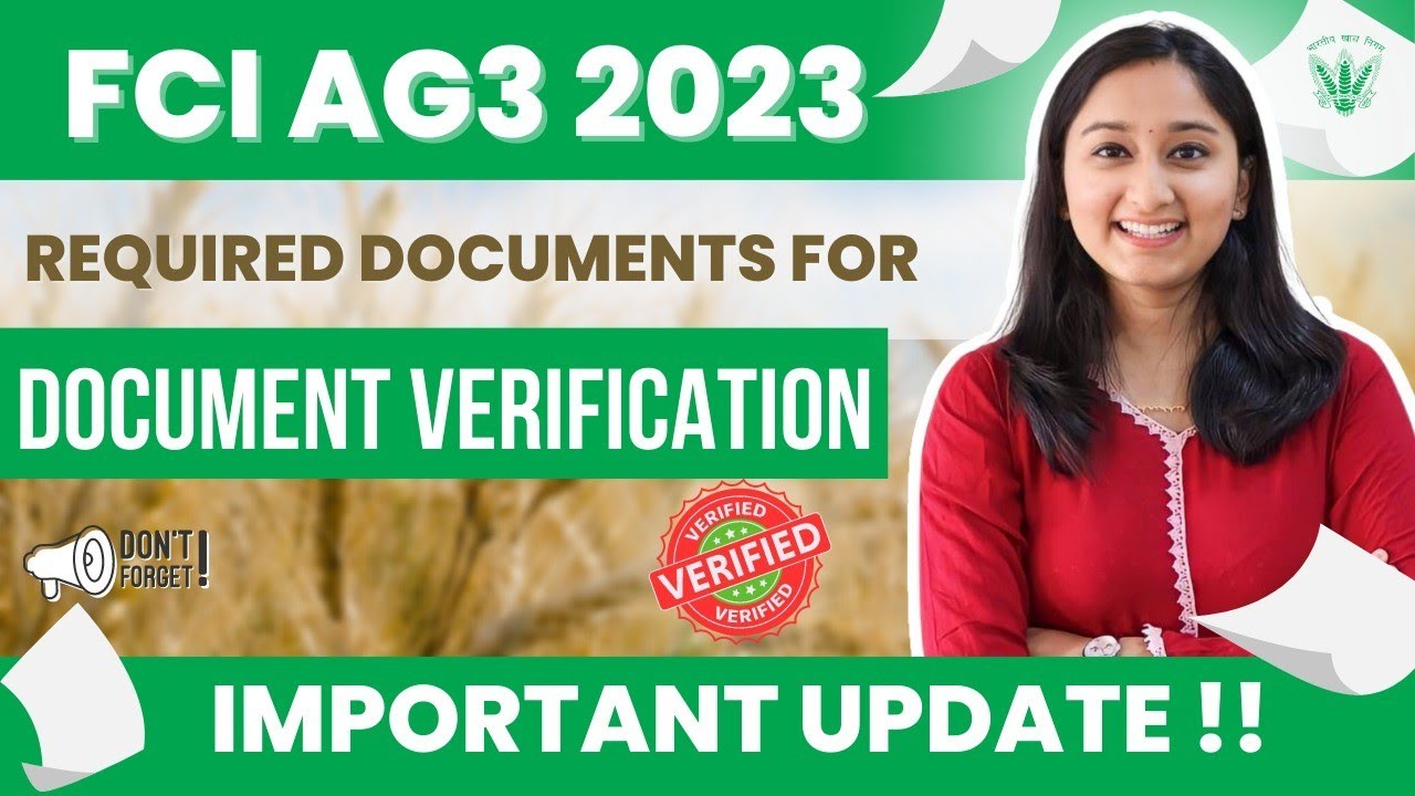 FCI AG 3 2023 DV | Documents required for DV in FCI AG 3 | Banker Couple