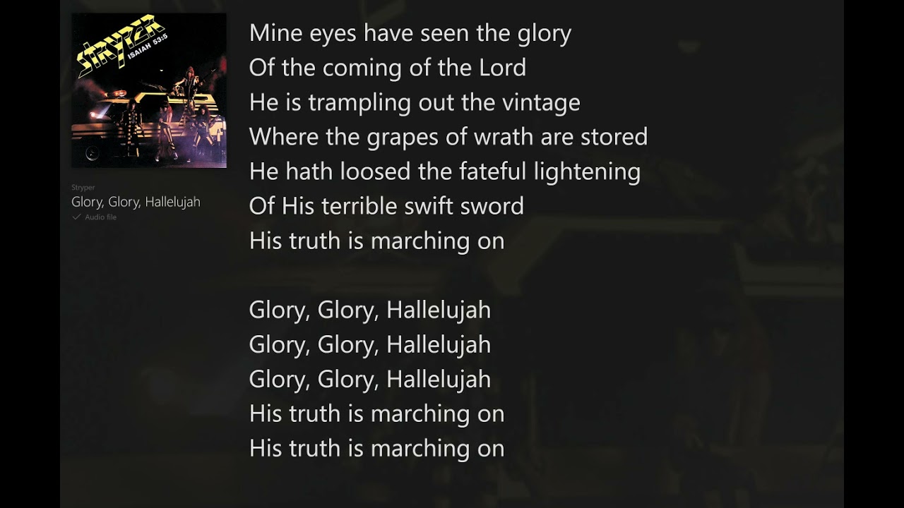 Glory, Glory, Hallelujah (with Lyrics) Stryper/Soldiers Under Command