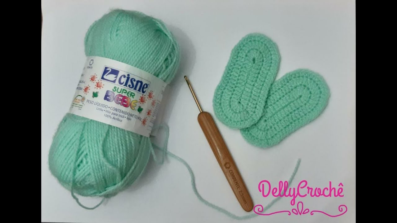 Solinha para sapatinho de crochê de 0 a 3 meses