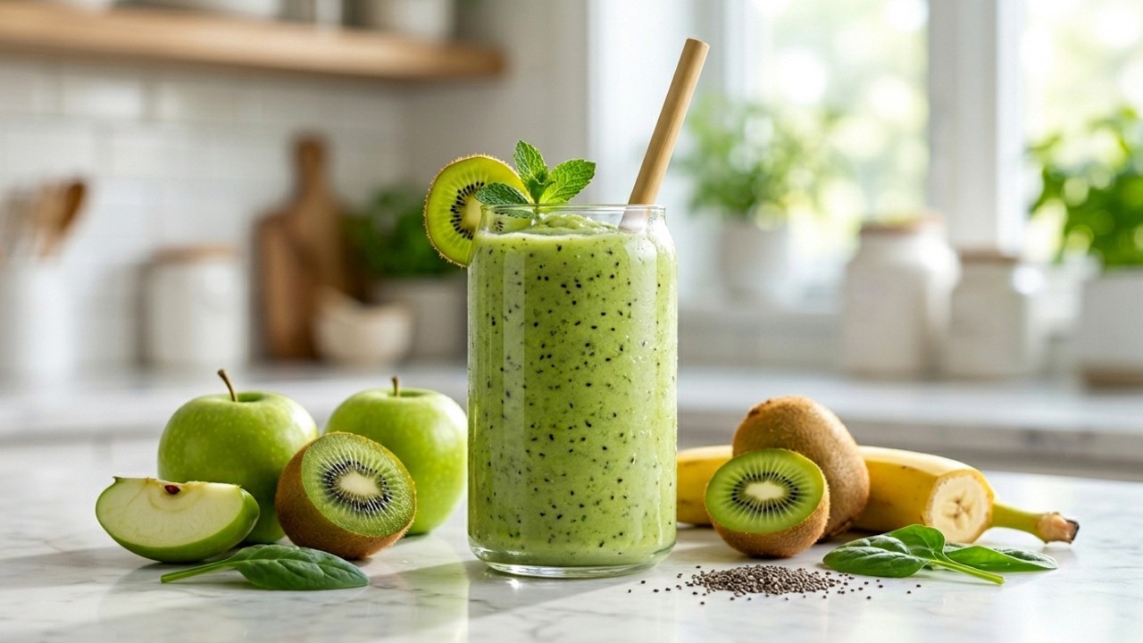 How to Make Banana Kiwi Green Apple Smoothie - Green Smoothie Recipe