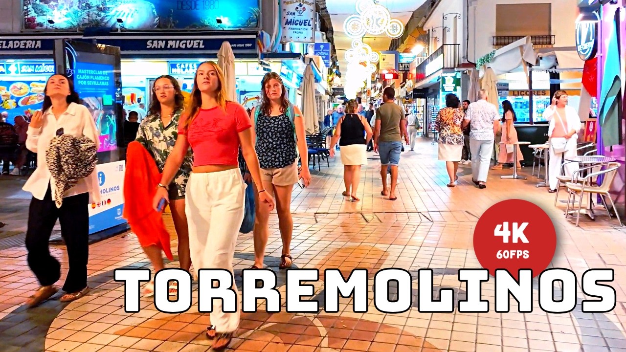 Torremolinos Autumn Night Relaxing Walking Tour [Spain 4K] Costa del Sol