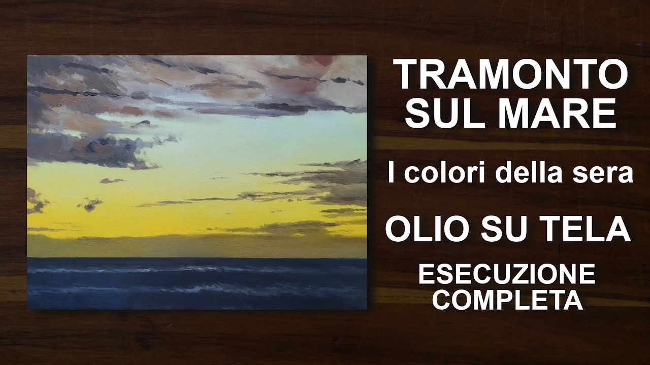 Tramonto in riviera il colore della sera olio su tela Esecuzione completa