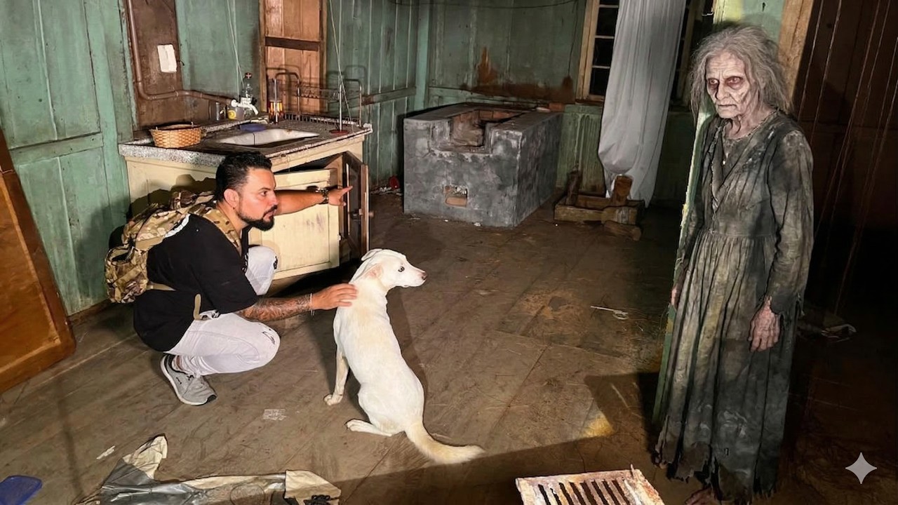 CACHORRO VAI ATE O LOCAL AONDE A SENHORA FANTASMA ESTAVA E O TERROR ACONTECE!