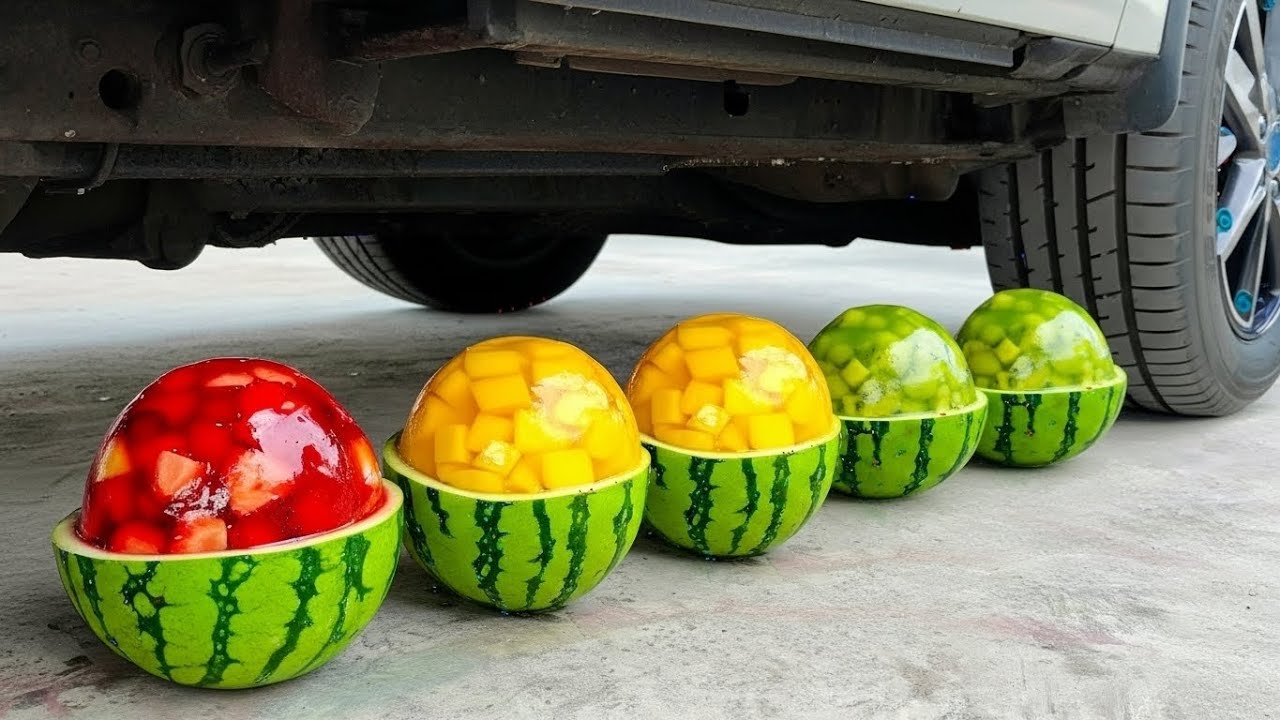 Crushing Crunchy, Soft Things with Car! Funny Crushing Experiment Jelly Watermelon vs Car!