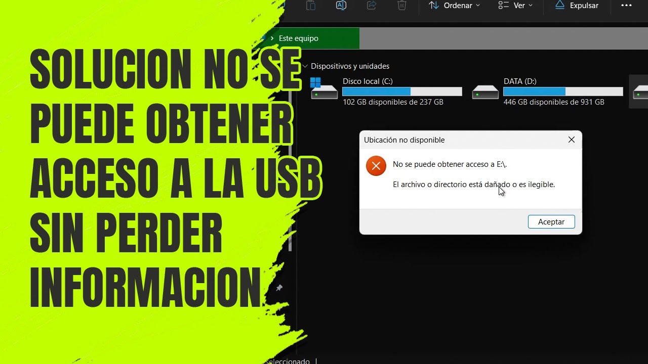 SOLUCION USB No se Puede Obtener Acceso SIN PERDER DATOS SIN FORMATEAR SIN PROGRAMAS