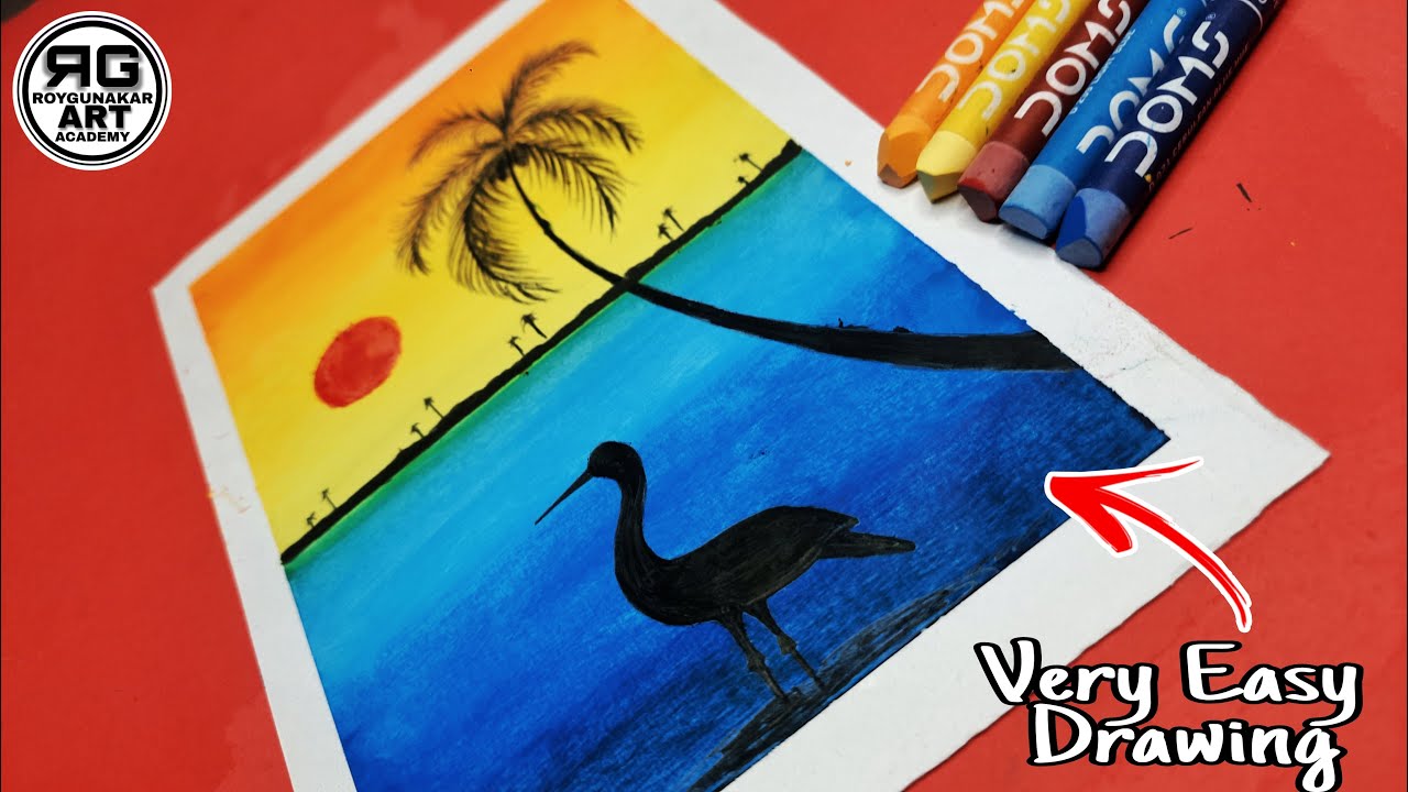Easy Oil Pastel Drawing for kids ||Step by Step|| Beautiful Morning scenery Drawing