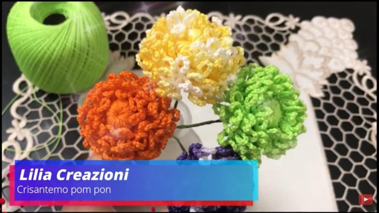 Crisantemo pom pon all'uncinetto. Хризантема крючком. Crochet chrysanthemum