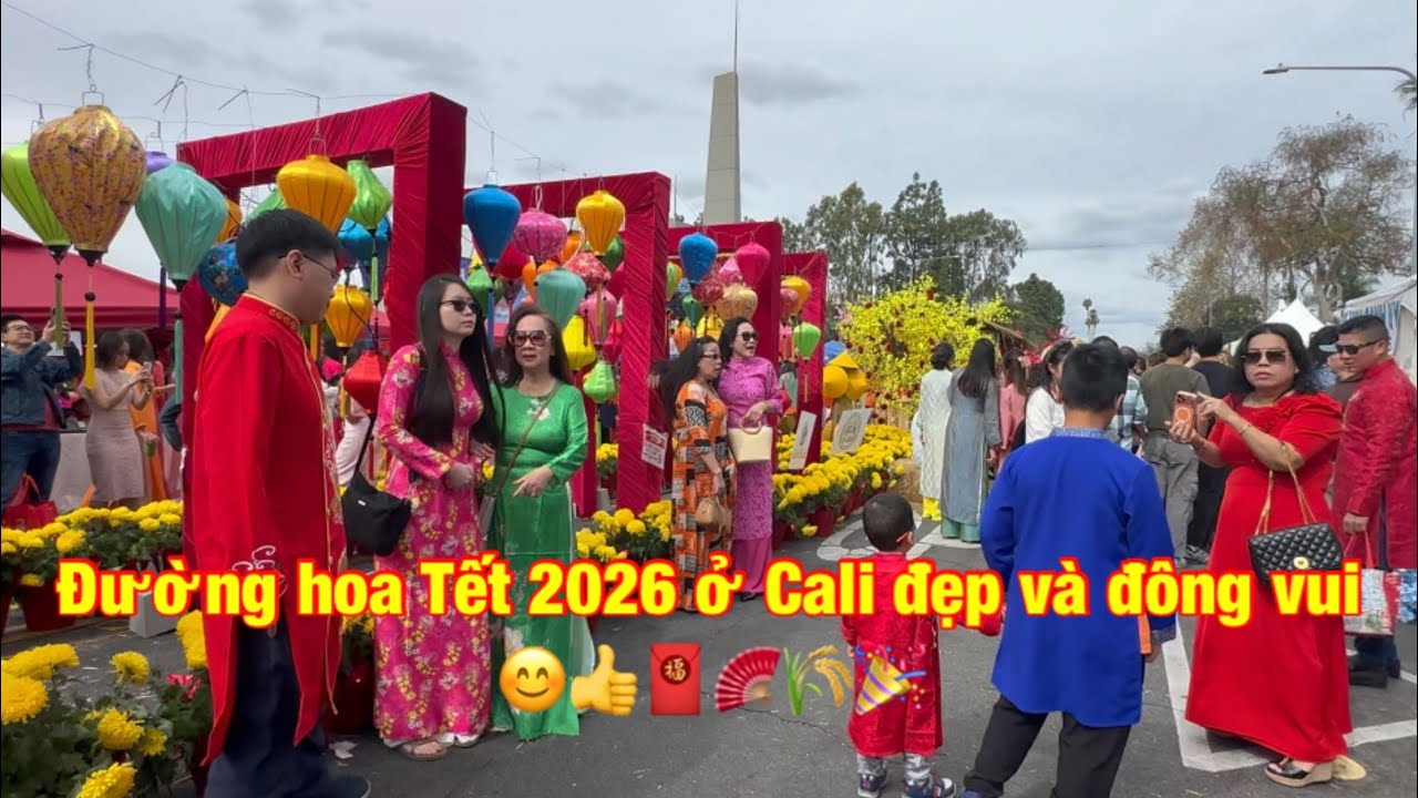Đường hoa Tết ở Cali đẹp và đông vui 👍🧧🪭🎉😊