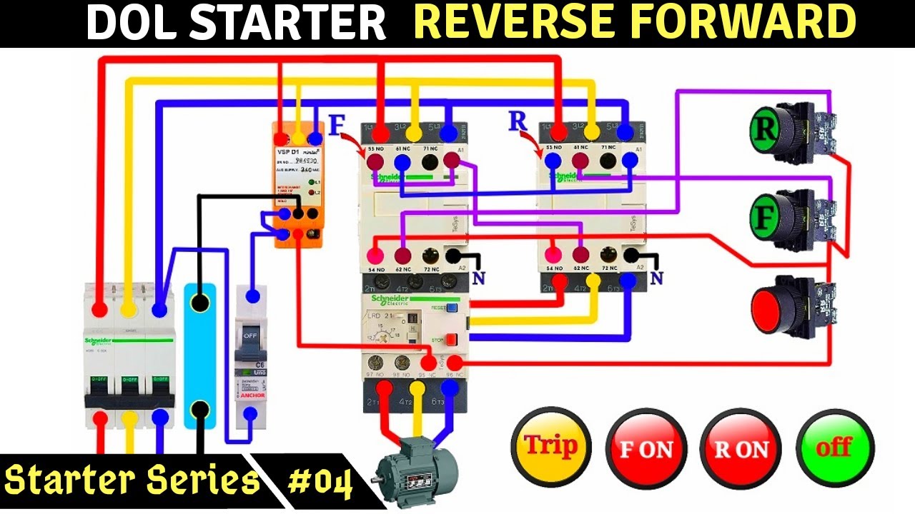 #04 Reverse forward DOL Starter power diagram control wiring and indicator wiring with Gaurav Yadav