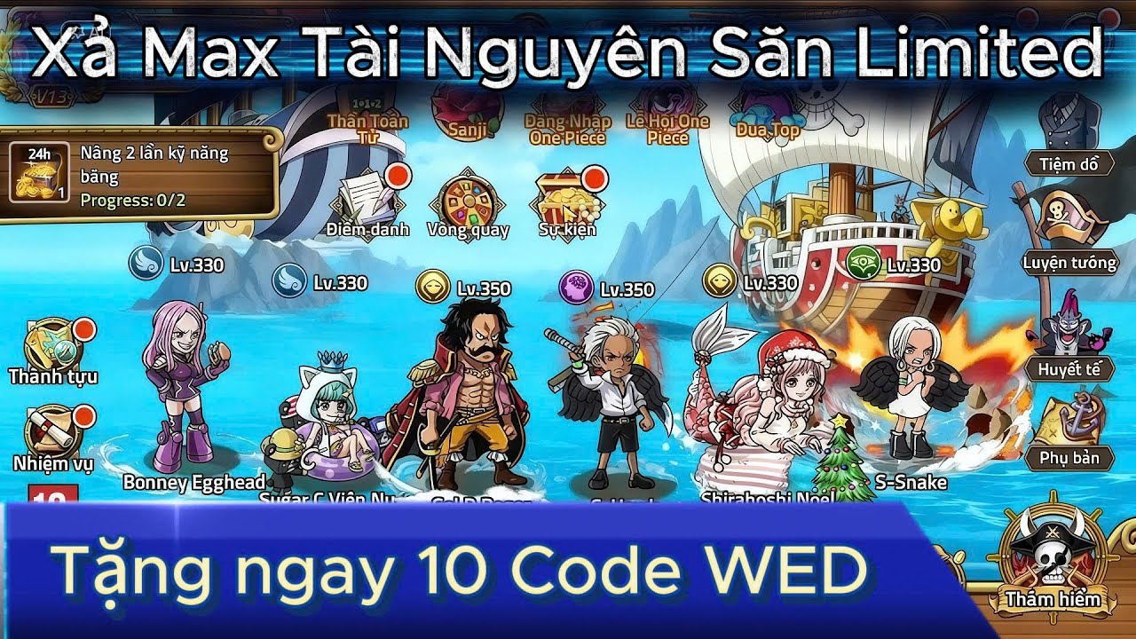 Huyền Thoại Hải Tặc-Đợt Share Code Lớn Nhất Năm Trên Kênh-Xả MAX tài nguyên săn tướng Limited !