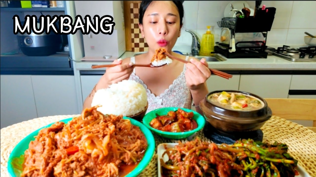 켁켁💦실패영상 | 직접만든 제육볶음,된장찌개 집밥먹방 Korean Food Stir-fried Pork & Soybean Paste Stew Mukbang eating show