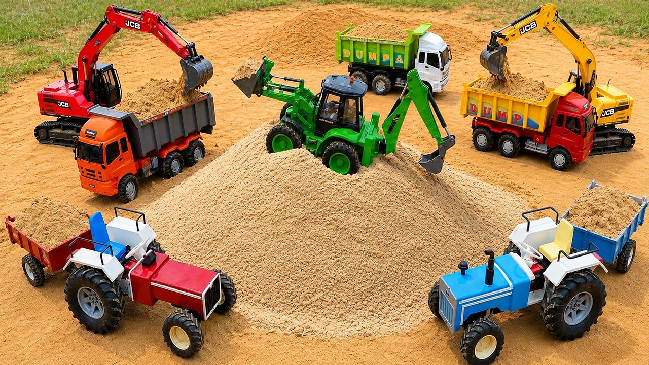 Jcb 3dx loading Sand AutoRickshaw Tata Dumper Accident Pulling JCB 4dx AutoRickshaw Tractor