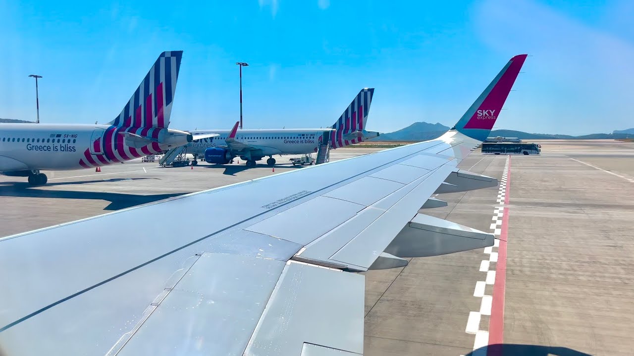 [STUNNING VIEWS] SKY express A321neo Beautiful Morning Departure from Athens Airport
