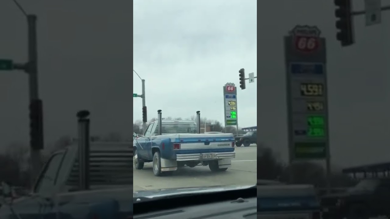 Chevy Chevrolet Dually With Stack Exhaust Pipes Hammer Down