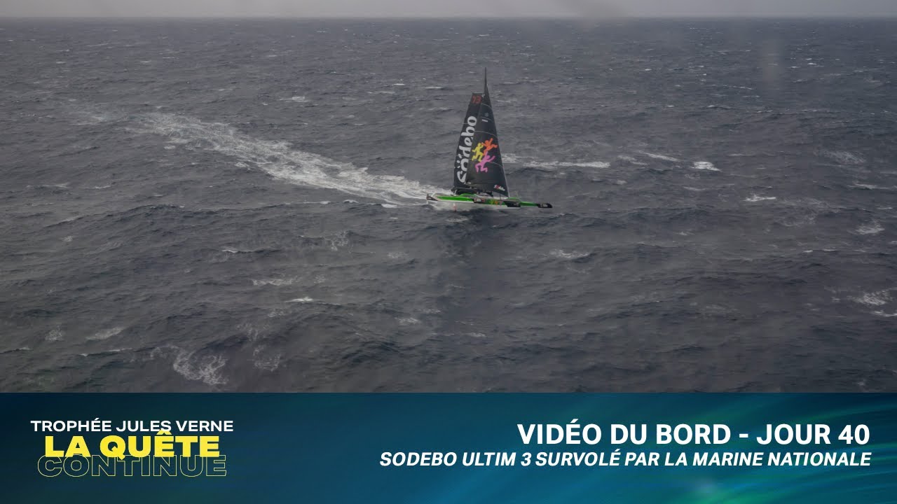 Sodebo Ultim 3 survolé par la Marine Nationale !