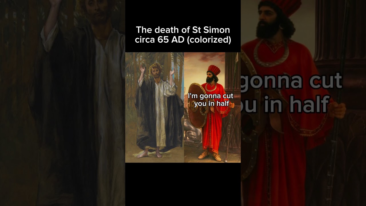 The death of St Simon the Zealot, circa 65 AD (colorized) #history #bible #funny