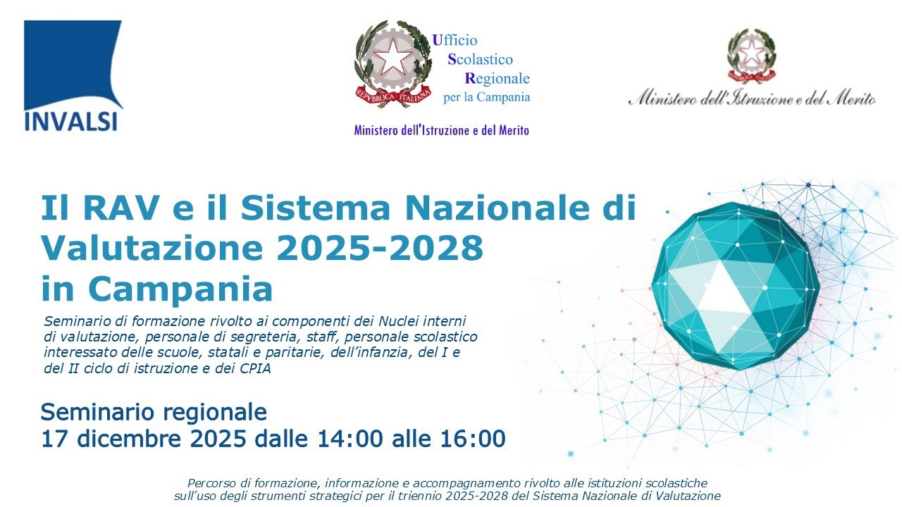 Il RAV e il Sistema Nazionale di Valutazione 2025-2028 in Campania, 17/12/2025, 14:00-16:00