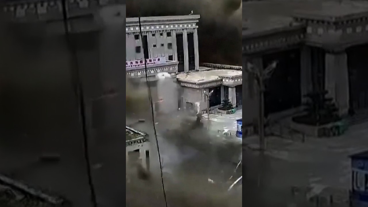 Second angle shows massive mudslide engulf border crossing