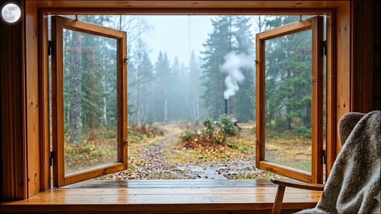 Rainy Window Series #3 🌧️ Open Cabin Window on a Rainy Forest Morning (3 Hours)