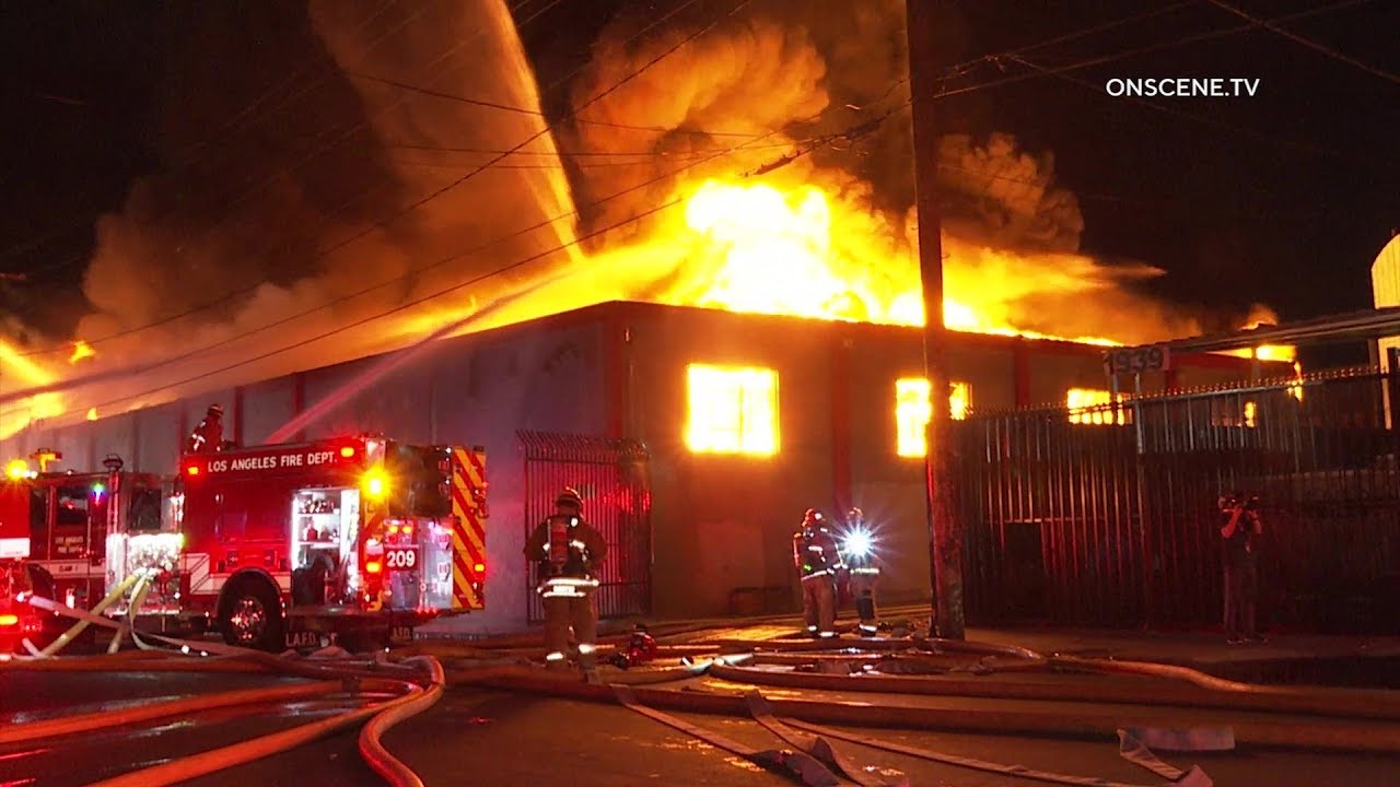 Commercial Fire Destroys Building In Los Angeles