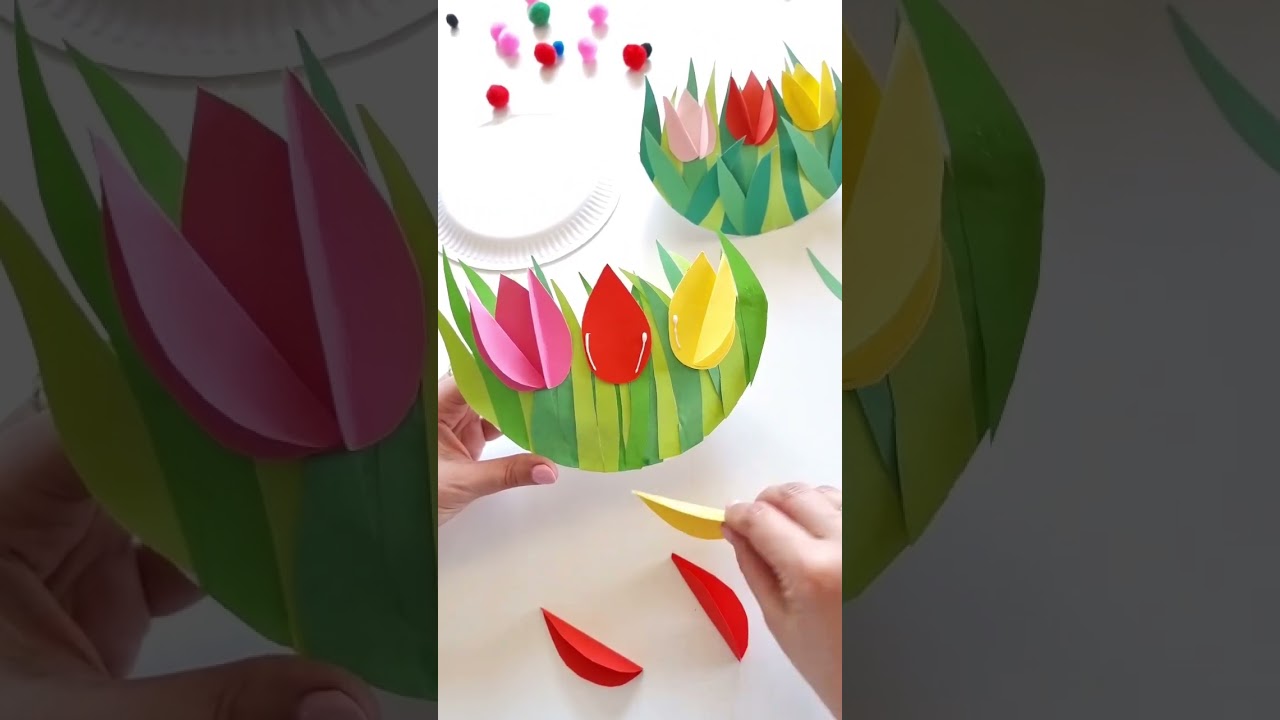 Tulipany z papieru praca plastyczna wiosna, prezent na Dzień Mamy #praceplastyczne #przedszkole