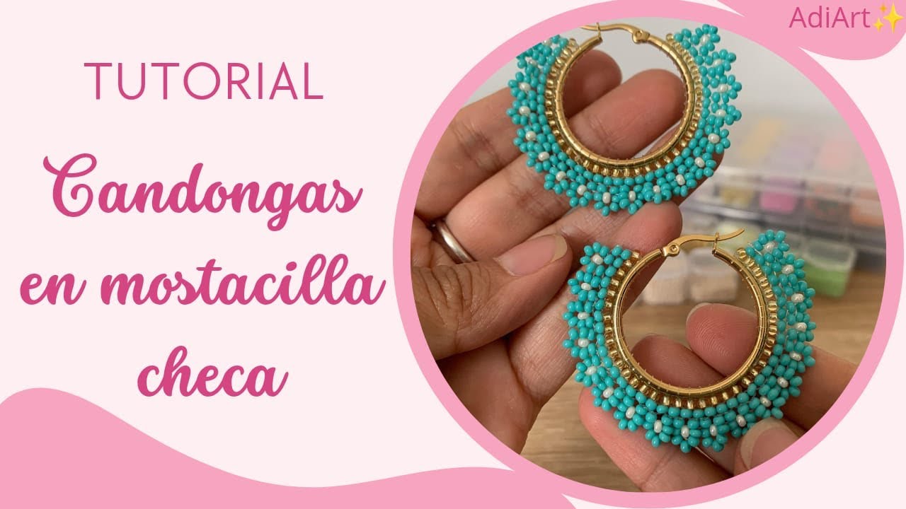 Tutorial como hacer candongas con mostacilla checa / Candongas decoradas con mostacilla checa 