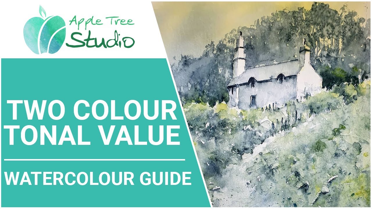 Paint a Building and Landscape Using Just Two Colours - Watercolour Tonal Value Tutorial