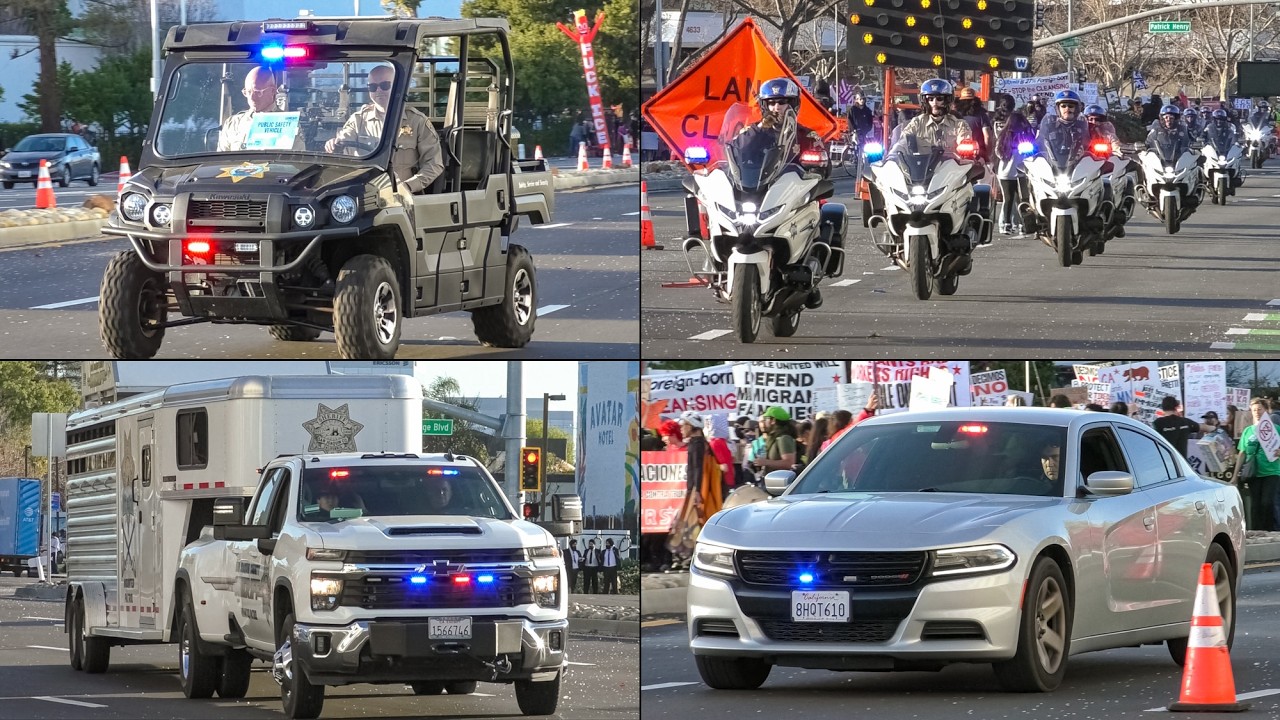 Super Bowl Responses! Unmarked Police Cars, CHP, Motor Units and More!