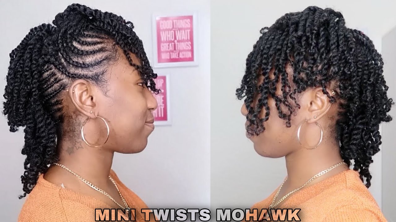 PROTECTIVE HAIRSTYLE FOR NATURAL HAIR GROWTH | MINI TWISTS W/ BRAIDED MOHAWK | Kurly Krissy
