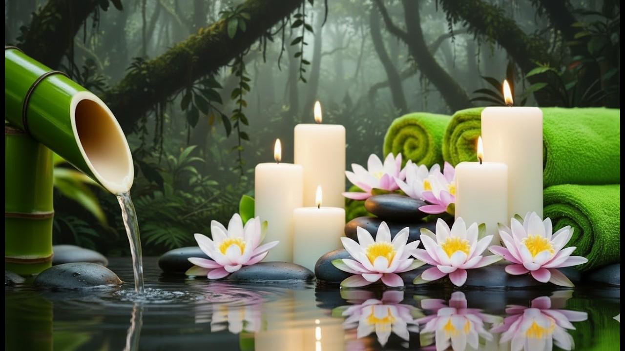 Soothing Spa Piano Music 🌿 Relaxing Sleep Music & Nature Sounds, Bamboo Fountain Calm Deep Relaxatio