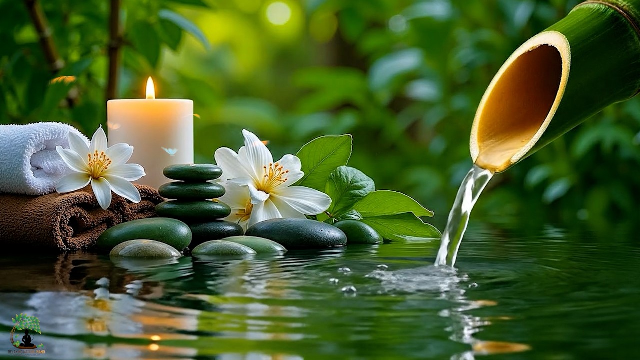 Relaxing Sleep Music with Bamboo Water Sound🌿Deep Sleep, Meditation, Calm Anxiety, Spa Ambience,Yoga