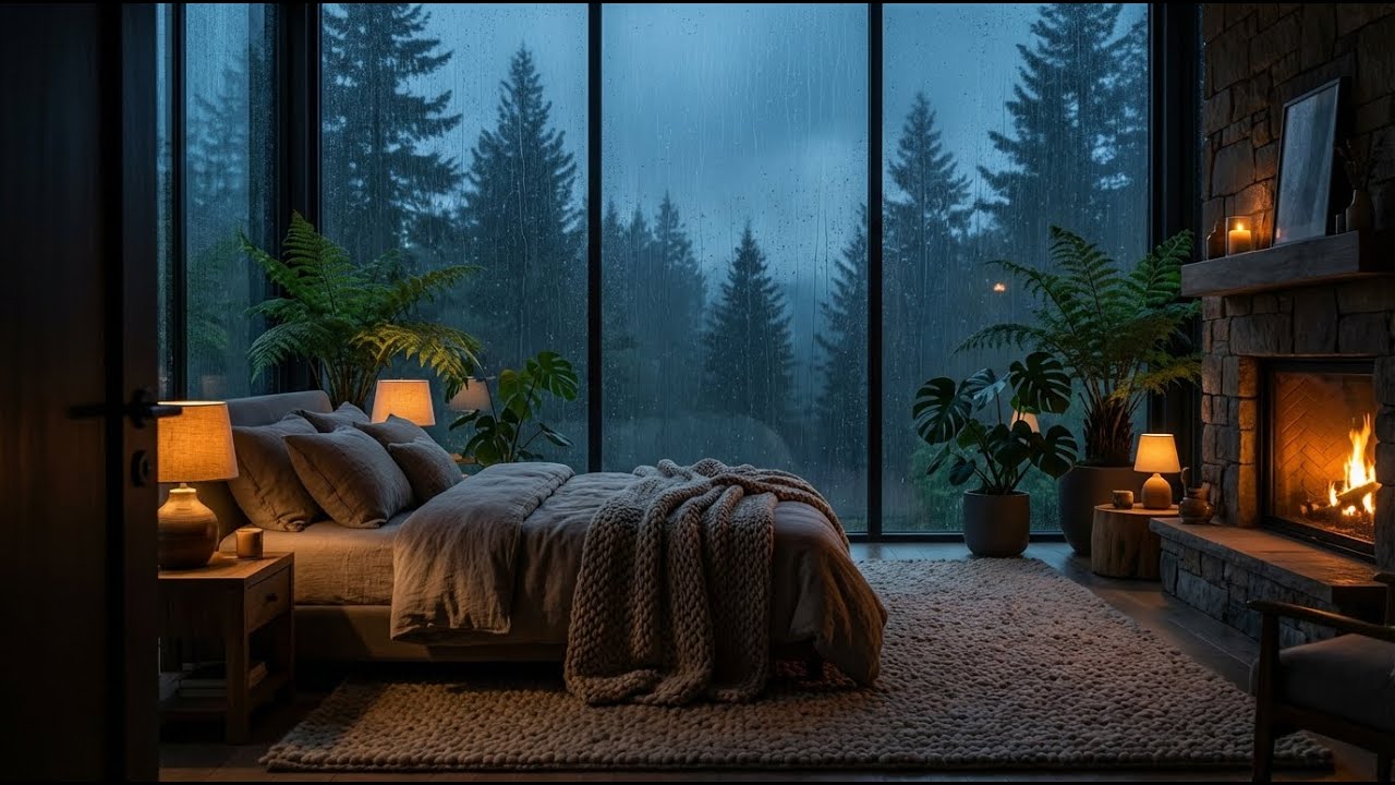 Pure Calm: Rainy Night and Soft Piano in Forest Cabin for Deep Sleep and Anxiety Relief 🌧️✨
