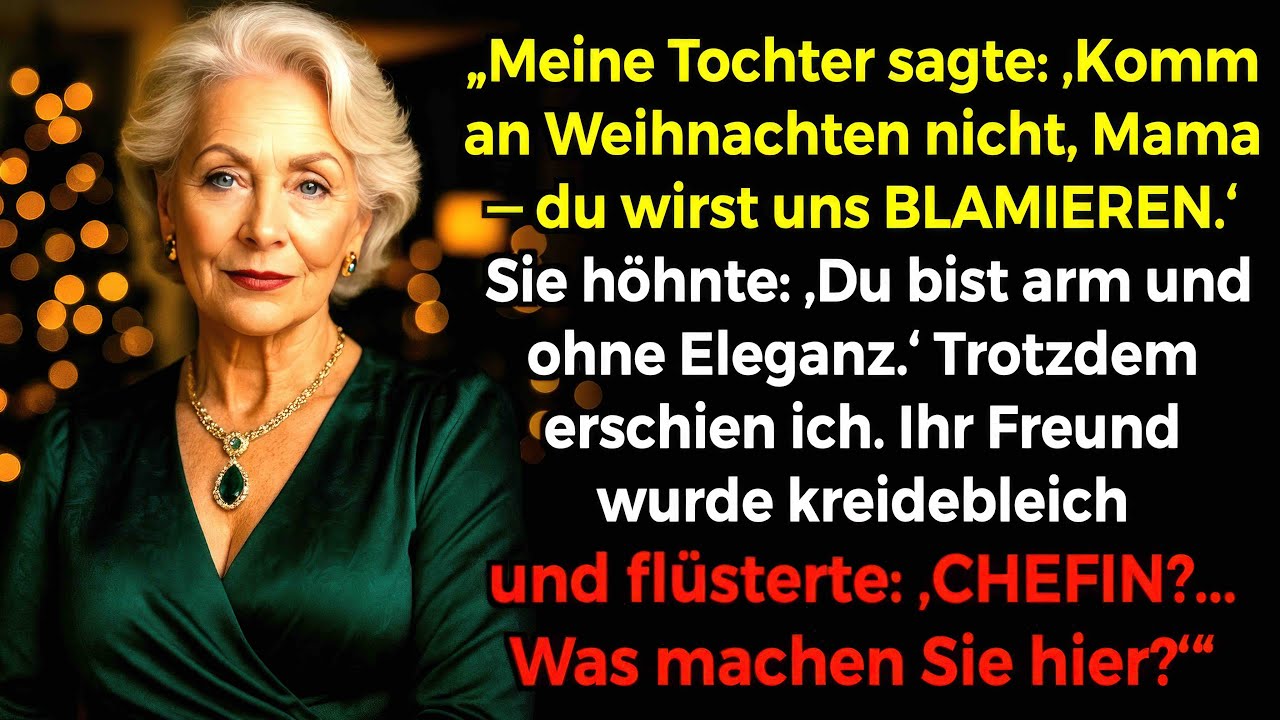 „Komm nicht, du blamierst uns“, sagte meine Tochter an Weihnachten — ihr Freund nannte mich „Chefin“