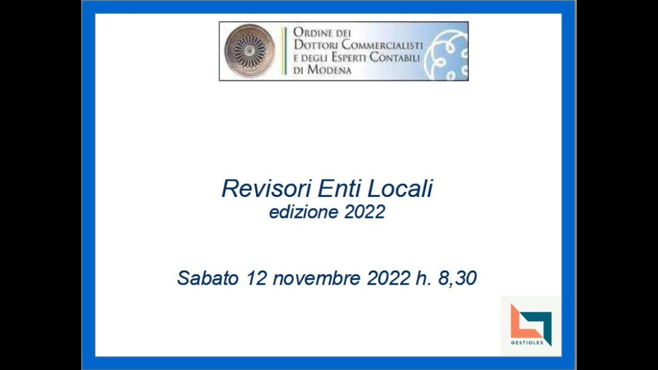 Revisori Enti Locali 2022 – Giornata Due