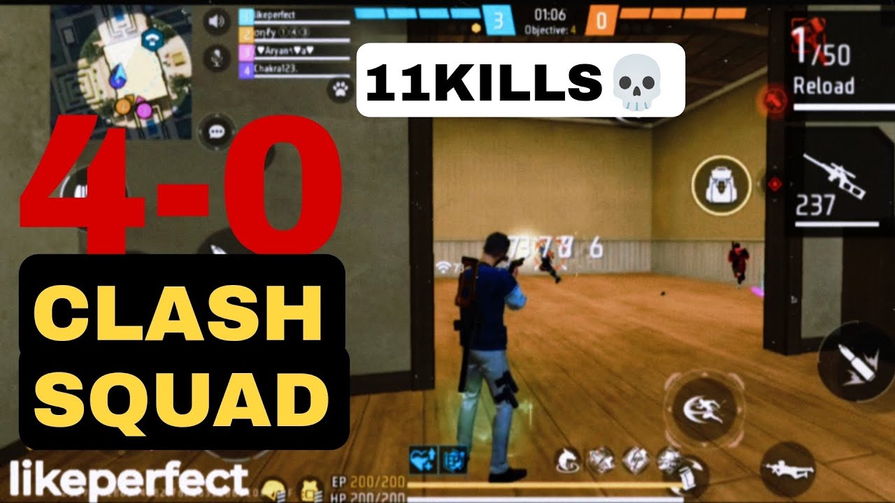 Crazy Clash Squad Gameplay | 11 Vanished | isko bolte hai hacking | FREE FIRE GAMEPLAY | 4-0 | NOOB