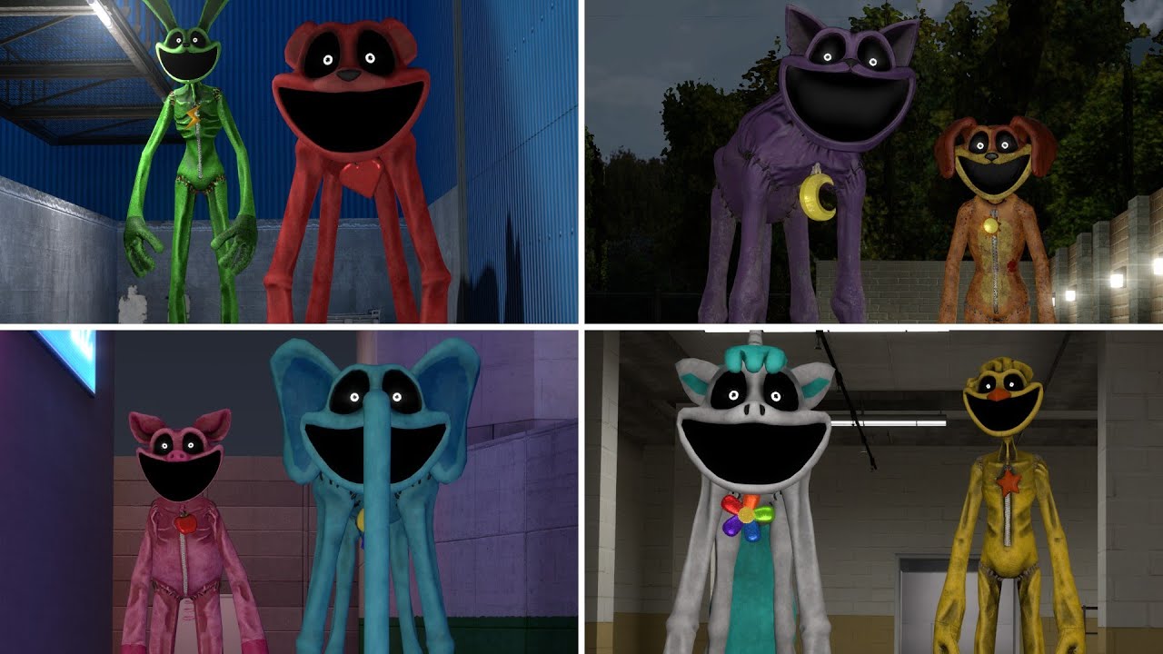 All Big Smiling Critters Chases & Jumpscares!, Poppy Playtime | Garry's Mod