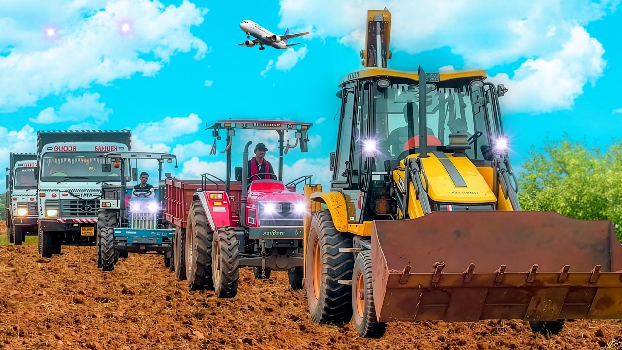 JCB 3dx Eco Xpert Loading Mud in Trolly | Swaraj 855 Fe Stuck | Mahindra NOVO 605 | New Holland 3630