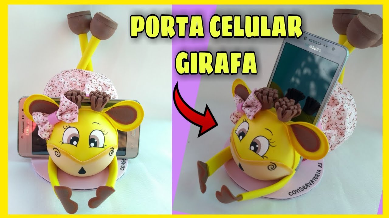 Como fazer porta celular de girafa com eva