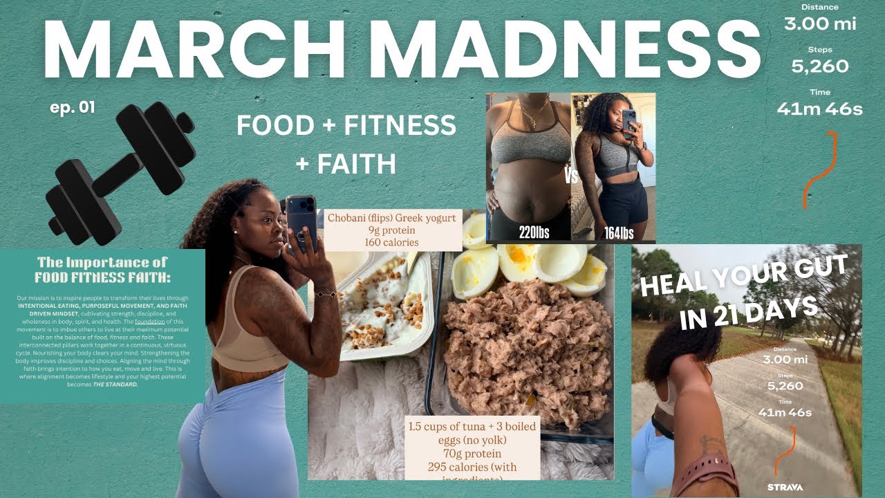 MARCH MADNESS VLOG: ep 1. : Healing your gut + staying active + eating small portions & more….