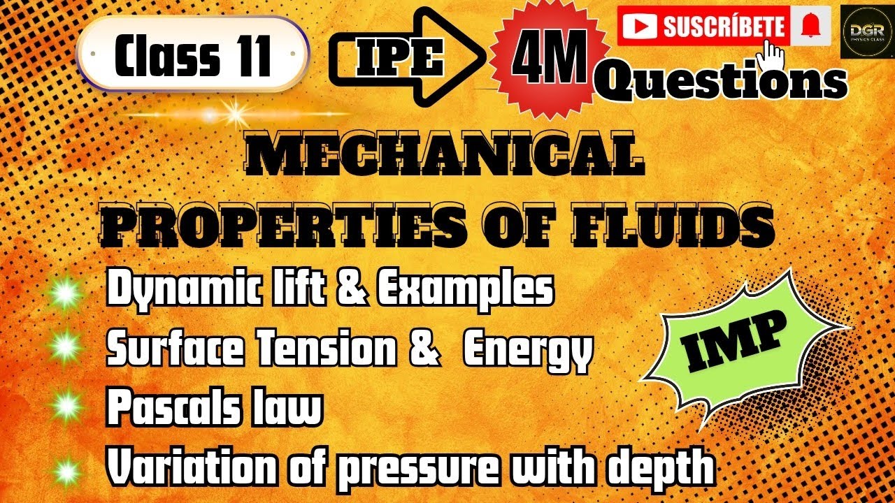 Mechanical Properties of Fluids Class 11| Important 4Mark Questions Explained||DGR PHYSICS CLASSES|