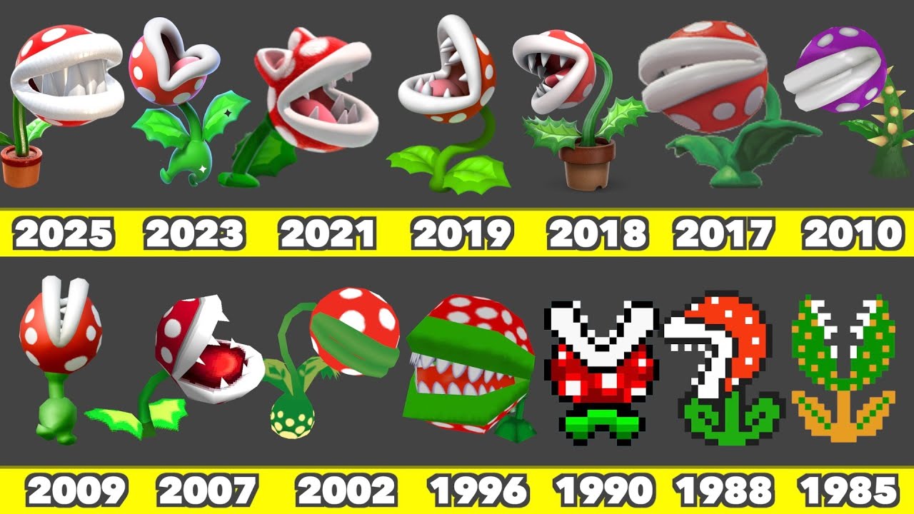 Evolution of Piranha Plant Game Graphics In Nintendo Games (1985-2025)
